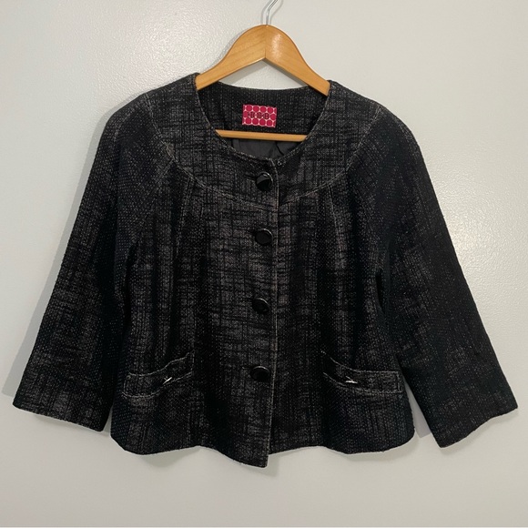 Hobbs Dark Tweed Cropped Blazer Size 14 - Picture 1 of 8